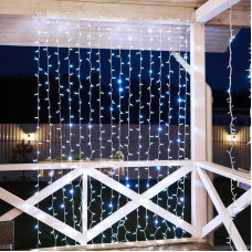 Гирлянда светодиодная Занавес 2х3м 600 LED БЕЛЫЙ белый ПВХ IP65 постоянное свечение 230В нужен блок 303-500-1 NEON-NIGHT