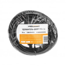 Удлинитель-шнур ПВС 3х0,75мм², 10м, с/з, 6А, 1300Вт, IP20, черный PROconnect