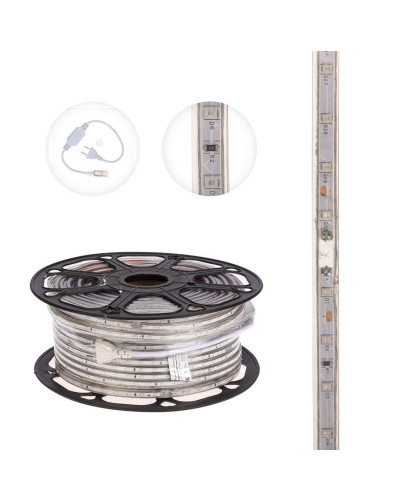 Лента светодиодная 220В, SMD2835, 4,8Вт/м, 60 LED/м, Синий, 10х7мм, 100м, с кабелем питания, IP67 NEON-NIGHT