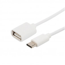 Кабель USB OTG, шт. Type-C – гн. USB-А, 2,4A, 0,15м, ПВХ, белый REXANT