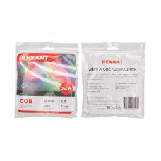 Лента светодиодная 24В, COB 12Вт/м, 720 LED/м, RGB, 10мм, 5м, IP20 REXANT