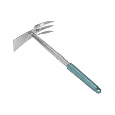 Мотыжка комбинированная 3 витых зубца с цельнометаллической ручкой, покрытой пластиком ЧЕТЫРЕ СЕЗОНА