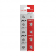 Батарейка часовая LR45, 1,5В, 10 шт (AG9, LR936, G9, 194, GP94A, 394, SR936W) блистер REXANT