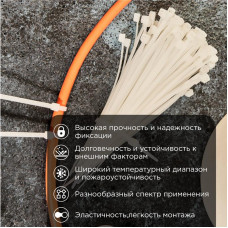 Стяжка кабельная нейлоновая 100x2,5мм, белая (100 шт/уп) PROconnect