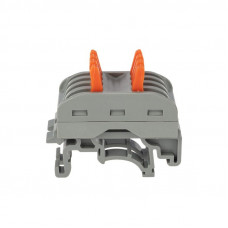 Клемма СМК 222-424D проходная 4-полюсная, с креплением на DIN-рейку (0,08-4 мм²) серая (50 шт./уп.) REXANT