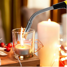 Бытовая газовая пьезозажигалка с классическим пламенем многоразовая (1 шт.) желтая  СК-302W с гибким стержнем  СОКОЛ