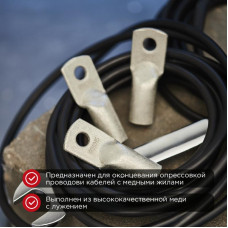 Наконечник медный луженый ТМЛ 95–10–15 (95 мм² - Ø 10 мм) ГОСТ 7386-80 (в упак. 2 шт.) REXANT
