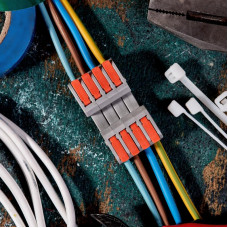 Клемма СМК 222-424R проходная разъемная 4 полюса серая 0,2-2,5/4мм² (20 шт/уп) REXANT