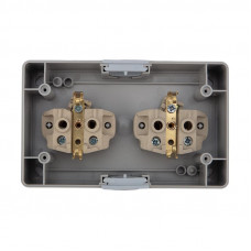 Блок горизонтальный 2 розетки (керамика) INDUSTRIAL IP54 с/з, о/у, серый KRANZ