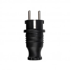 Вилка влагозащищенная прямая, с/з, 16А, IP44, каучук, черная REXANT
