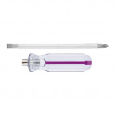 Отвертка комбинированная, прозрачная рукоятка, двухсторонний стержень 120мм (крестовая PH2, шлицевая SL6) REXANT