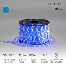 Дюралайт LED двухжильный 230В 13мм 30 LED/м СИНИЙ постоянное свечение модуль 1м бухта 100м NEON-NIGHT