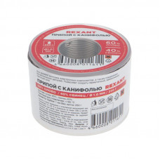 Припой с канифолью, 250г, Ø1мм, (олово 60%, свинец 40%), катушка REXANT