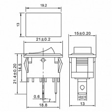 Выключатель клавишный 250V 6А (2с) ON-OFF красный Mini (RWB-201, SC-768) REXANT