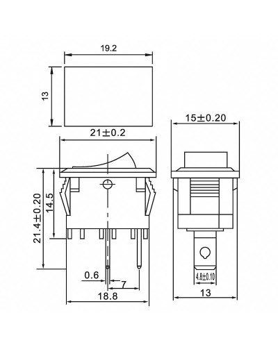 Выключатель клавишный 250V 6А (2с) ON-OFF красный Mini (RWB-201, SC-768) REXANT