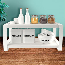 Полка-органайзер для кухни, двухъярусная, дуб Харбор, белая REXANT