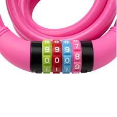 Замок тросовый кодовый взломостойкий для велосипедов и колясок 150см розовый ЧЕТЫРЕ СЕЗОНА