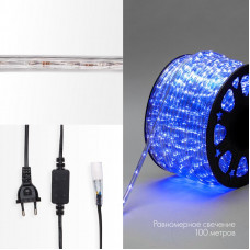 Дюралайт LED двухжильный 230В 10мм 24 LED/м СИНИЙ постоянное свечение модуль 2м бухта 100м NEON-NIGHT