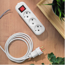 Колодка 3 гнезда с кнопкой без заземления REXANT