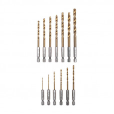 Набор сверл по металлу, 1,5-6,5мм (через 0,5мм, 3,2мм, 4,8мм), HSS, ТИТАН, шестигранный хвостовик, 13 шт. KRANZ