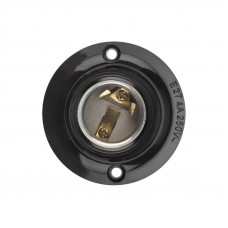 Патрон карболитовый потолочный Е27 черный, c этикеткой REXANT