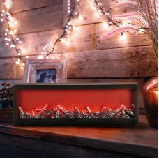 Светодиодный камин Хайтек с эффектом живого огня 60х10х20 см, батарейки 3хС (не в комплекте) или от USB (в комплекте)