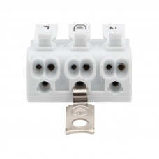 Клемма пружинная соединительная КСП 3-полюсная с заземлением и с монтажными ножками (100 шт./уп.) REXANT