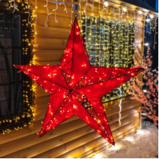 Светодиодная фигура Звезда 100 см, 200 светодиодов, с трубой и подвесом, цвет свечения красный NEON-NIGHT