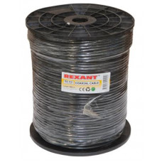 Кабель коаксиальный RG-6U, 75Ом, CCS/Al/Al, 64%, 305м, OUTDOOR, черный REXANT