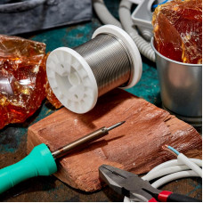 Припой ПОСу 95-5, 500г, Ø2мм, (олово 95%, сурьма 5%), бессвинцовый, ГОСТ 21931-76, катушка REXANT