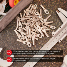 Наконечник медный луженый ТМЛ-Р 4–5 (4мм² - Ø5мм) (в упак. 100 шт.) REXANT