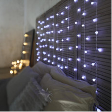 Гирлянда Светодиодный Дождь 1,5х1,5 м, с насадками шарики, свечение с динамикой, прозрачный провод, 230 В, диоды Белый