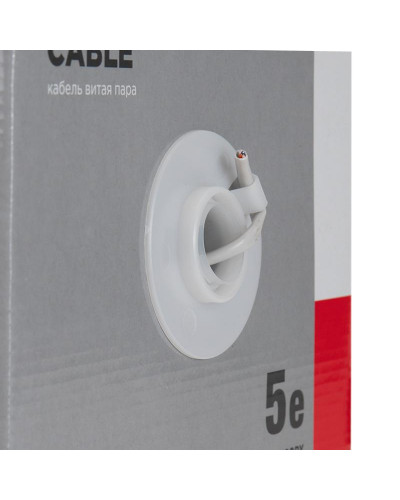 Кабель витая пара U/UTP, CAT 5e, PVC, 2PR, 24AWG, INDOOR, SOLID, серый, 305м REXANT