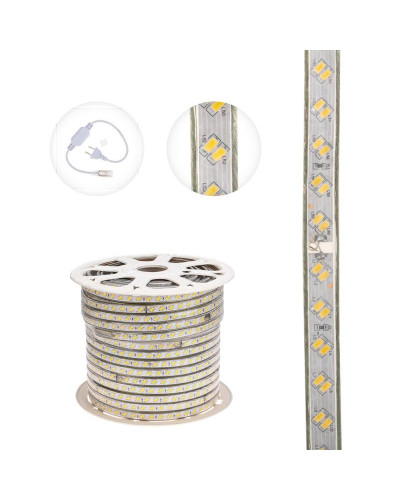 Лента светодиодная 220В, SMD5730, 38Вт/м, 120 LED/м, Теплый белый, 6,5х17мм, 100м, без установочного набора, IP67 NEON-NIGHT