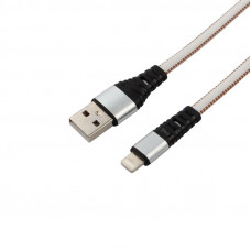 Кабель USB-A – Lightning для Apple, 2,4A, 1м, в белой нейлоновой оплетке, плоский REXANT