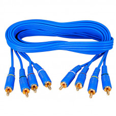 Шнур 4 RCA - 4 RCA, длина 2 метра, синий (GOLD) REXANT