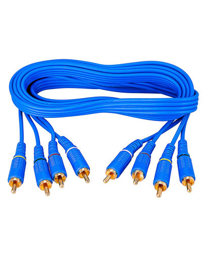 Шнур 4 RCA - 4 RCA, длина 2 метра, синий (GOLD) REXANT