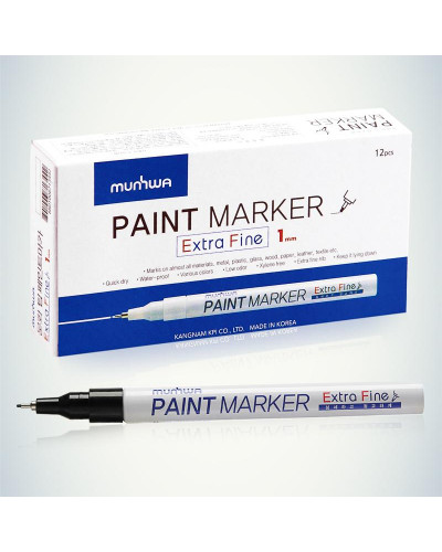 Маркер-краска Extra Fine Paint Marker 1мм, нитрооснова, черный MunHwa