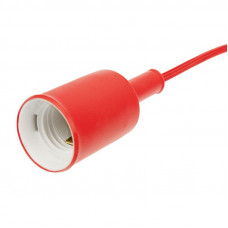 Патрон E27 силиконовый со шнуром 1м красный REXANT