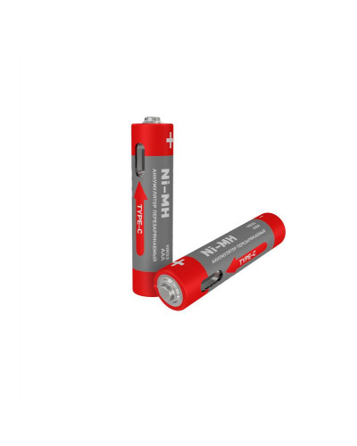 Батарейка аккумуляторная АА, 2000 мАч, 2 шт, пальчиковая, зарядка от USB Type-C REXANT