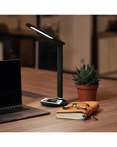 Светильник настольный REXANT Status LED, USB-зарядка устройств, 2700-6500 К, диммирование, 220 В, эффект тиснения под кожу