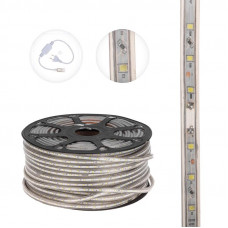 Лента светодиодная 220В, SMD2835, 60 LED/м, Холодный белый, 10х7мм, 100м, с кабелем питания, IP67 NEON-NIGHT