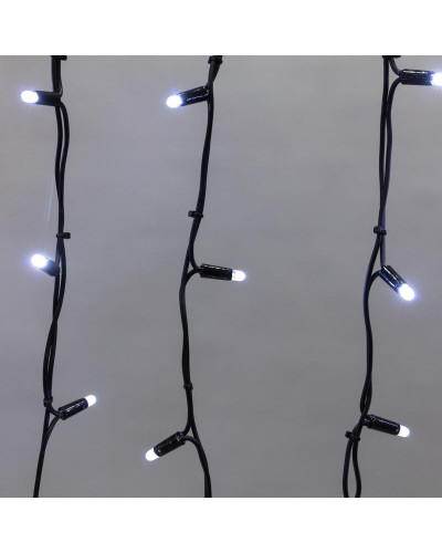 Гирлянда светодиодная Бахрома (Айсикл) 4,0х0,6м 128 LED БЕЛЫЙ черный каучук 3,3мм IP67 эффект мерцания 230В нужен блок 315-000 NEON-NIGHT