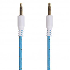 Аудиокабель AUX 3,5мм, 1м, синий, в тканевой оплетке REXANT