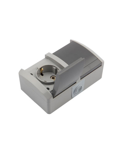 Блок горизонтальный 2 розетки (керамика) INDUSTRIAL IP54 с/з, о/у, серый KRANZ
