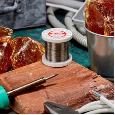 Припой ПОСу 95-5, 100г, Ø1мм, (олово 95%, сурьма 5%), бессвинцовый, ГОСТ 21931-76, катушка REXANT