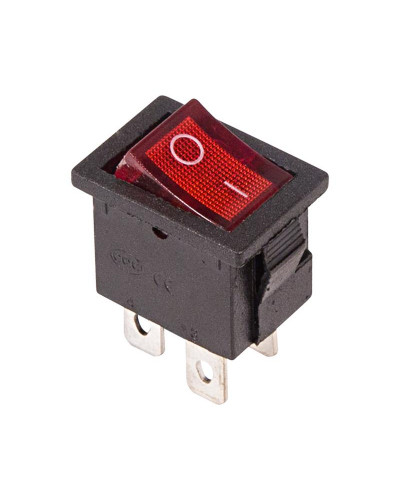 Выключатель клавишный 250V 6А (4с) ON-OFF красный  с подсветкой  Mini  (RWB-207, SC-768)  REXANT (в упак. 1шт.)