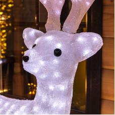 Акриловая светодиодная фигура Снежный олень 100 см, 380 светодиодов, IP 65, понижающий трансформатор в комплекте, NEON-NIGHT