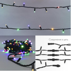 Гирлянда светодиодная Нить 20м 200 LED МУЛЬТИКОЛОР черный каучук IP67 постоянное свечение 230В соединяется нужен блок 315-000 NEON-NIGHT