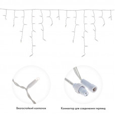 Гирлянда светодиодная Бахрома (Айсикл) 4,8х0,6м 152 LED ТЕПЛЫЙ БЕЛЫЙ белый ПВХ IP65 постоянное свечение 230В нужен блок 303-500-1 NEON-NIGHT